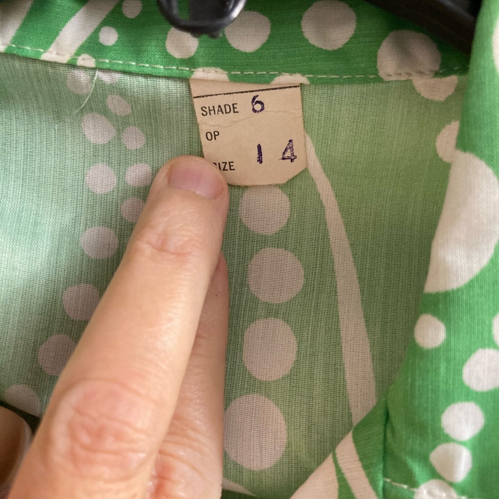 Vintage Sleeveless Dress Green and White Swirl Button Up Belt Summer NWT - Picture 2 of 14